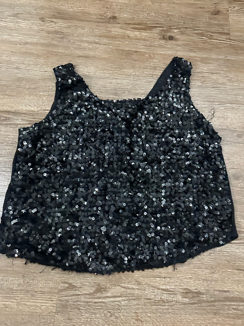 Vintage Women's Black Sequin Crop Tank Top - Sparkle Evening Layer